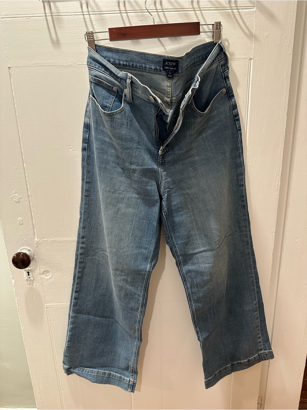 J. Crew Womenās Washed Blue Relaxed wide leg Jeans